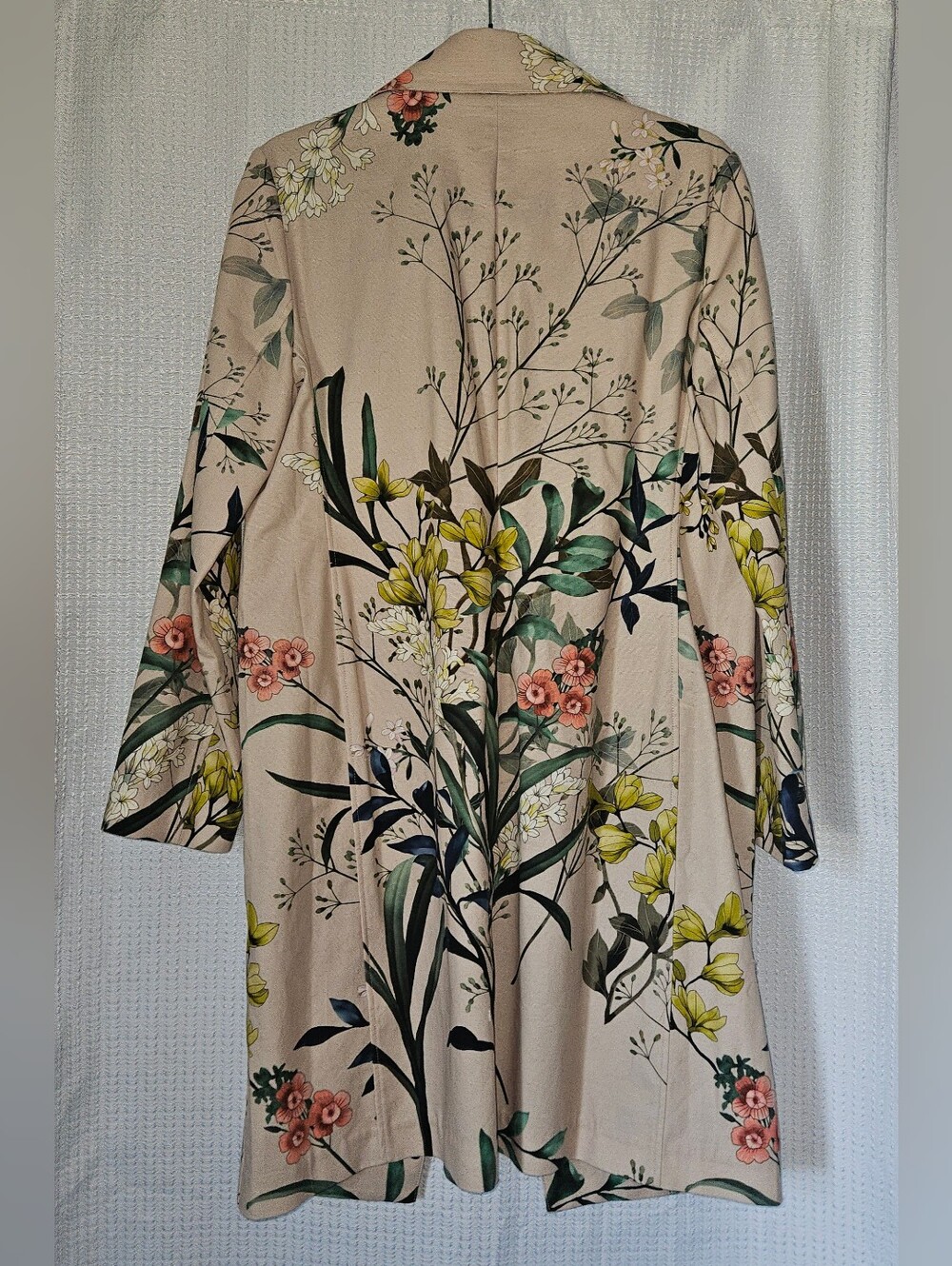 Chico's Floral Cotton Canvas Long Sleeve Topper Coat Floral Neutral 10 - Picture 6 of 6
